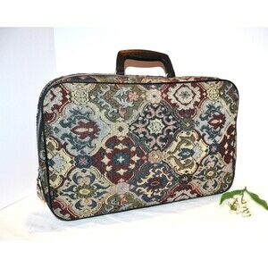 Suitcase Briefcase Vintage 1960s Tapestry